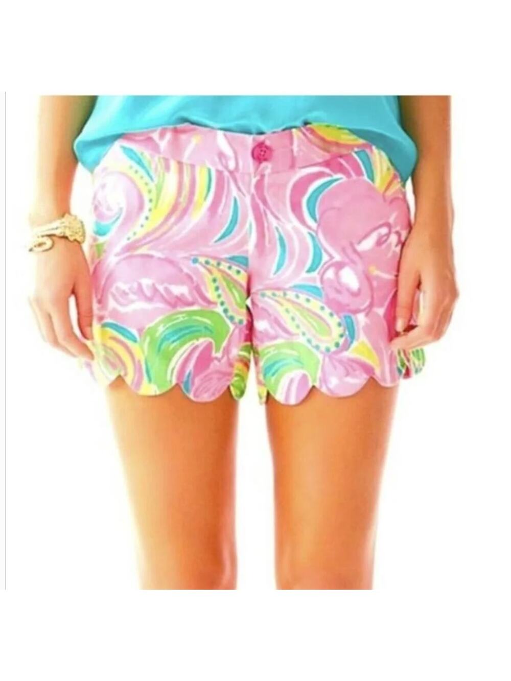 Lilly Pulitzer Buttercup Shorts Size 6 Pink Scallop Hem Cotton Resort Preppy
